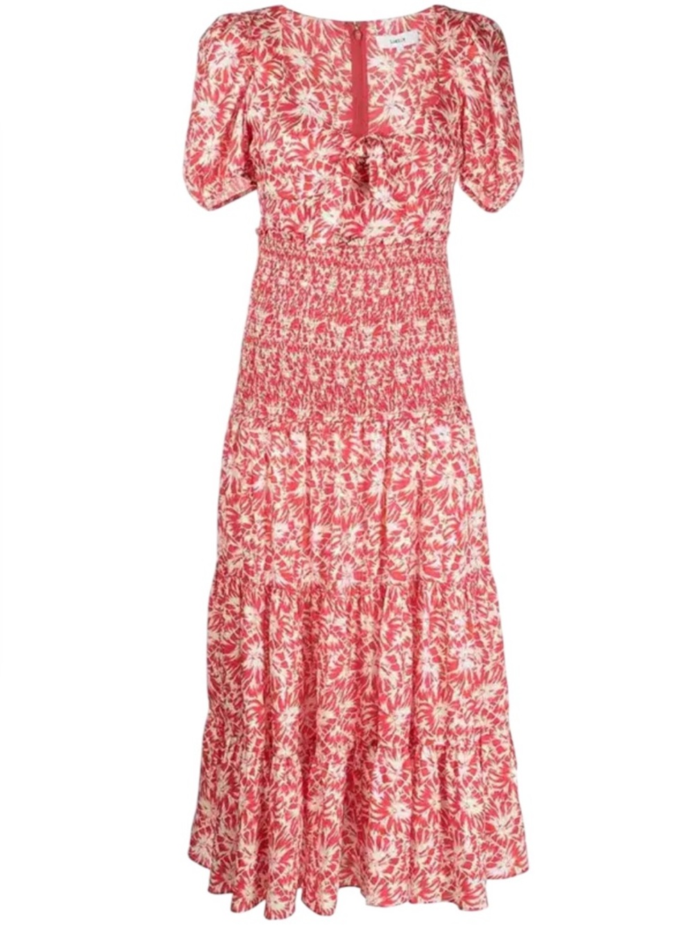 Likely Avra Floral Print Puff Sleeve Smocked Dress Size 2